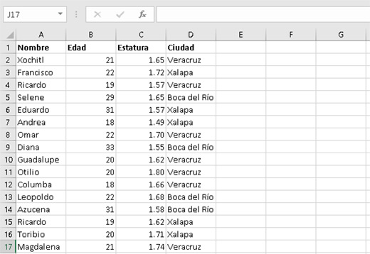 Ordenar datos en Excel - Computación del Golfo