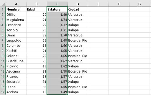 Ordenar datos en Excel - Computación del Golfo